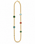 GAS BIJOUX - SAUTOIR SILÈNE MÉTAL DORÉ - CORNALINE - APATITE - AGATE VERTE