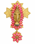 AZAFRAN ROSA - EX-VOTO DORÉ, CRISTAUX ROSES ET VIERGE MARIE DORÉE