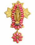 AZAFRAN ROSA - EX-VOTO DORÉ, CRISTAUX ROSES ET VIERGE MARIE DORÉE