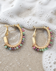 GAS BIJOUX - BOUCLES D’OREILLES LYRE DORÉES PETIT MODÈLE - amazonit, quartz fraise, améthyste, onyx