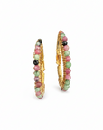 GAS BIJOUX - BOUCLES D’OREILLES LYRE DORÉES PETIT MODÈLE - amazonit, quartz fraise, améthyste, onyx