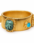 GAS BIJOUX - BRACELET STRADA AMARANTE - JASPE VERTE - MÉTAL DORÉ - TAILLE 1