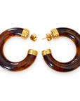 GAS BIJOUX - BOUCLES D’OREILLES CRÉOLES TURNER ACETATE - ÉCAILLE - MÉTAL DORÉ