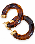 GAS BIJOUX - BOUCLES D’OREILLES CRÉOLES TURNER ACETATE - ÉCAILLE - MÉTAL DORÉ