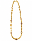 GAS BIJOUX - SAUTOIR AMARANTE - RHODOCHROSYTE - BOIS - CORNALINE -QUARTZ - MÉTAL DORÉ