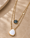 GAS BIJOUX - COLLIER SCAPULAIRE DORÉ - NACRE ET LABRADORITE