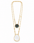 GAS BIJOUX - COLLIER SCAPULAIRE DORÉ - NACRE ET LABRADORITE