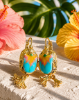 GAS BIJOUX - BOUCLES D’OREILLES SCARAMOUCHE DORÉES ÉMAILLÉES