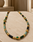 GAS BIJOUX - Collier KALI BIS doré à l'or fin - Tons de vert