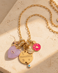 MADAMIRMA - SAUTOIR CHARMS DORÉ - COEUR QUARTZ ROSE