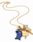 MADAMIRMA - SAUTOIR CHARMS DORÉS - POISSON LAPIS LAZULI