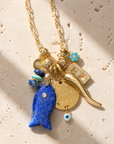 MADAMIRMA - SAUTOIR CHARMS DORÉS - POISSON LAPIS LAZULI