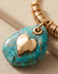 GAS BIJOUX - COLLIER GALET DORE - TURQUOISE