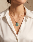 GAS BIJOUX - COLLIER GALET DORE - TURQUOISE
