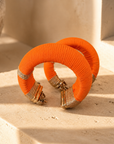 GAS BIJOUX - BOUCLES D'OREILLES CREOLES DORÉES ABALONE EMBALLÉE - ORANGE FLUO