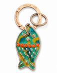 GAS BIJOUX - PORTE CLES NEMO - ÉMAIL VERT - JAUNE ET PERLES ORANGE