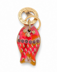 GAS BIJOUX - PORTE CLES NEMO - EMAIL ROSE FLUO ET PERLES MAUVE