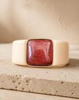 GAS BIJOUX - BRACELET ARTY IVOIRE - PIERRE JASPE ROUGE