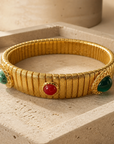 GAS BIJOUX - BRACELET STRADA MOYEN MODELE DORÉ - CORNALINE ET TURQUOISE AFRICAINE