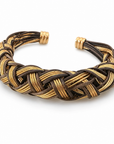 GAS BIJOUX - BRACELET JONC FILEO DORÉ ET CUIR CHOCOLAT - AJUSTABLE