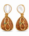 GAS BIJOUX - BOUCLES D'OREILLES SILIA ALYA DORÉES - BOIS - NACRE ET SERPENT