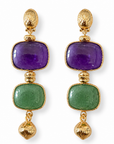 GAS BIJOUX - BOUCLES D'OREILLES SILENE PETITS MODELES DORÉES - AMAZONITE ET AMÉTHYSTE