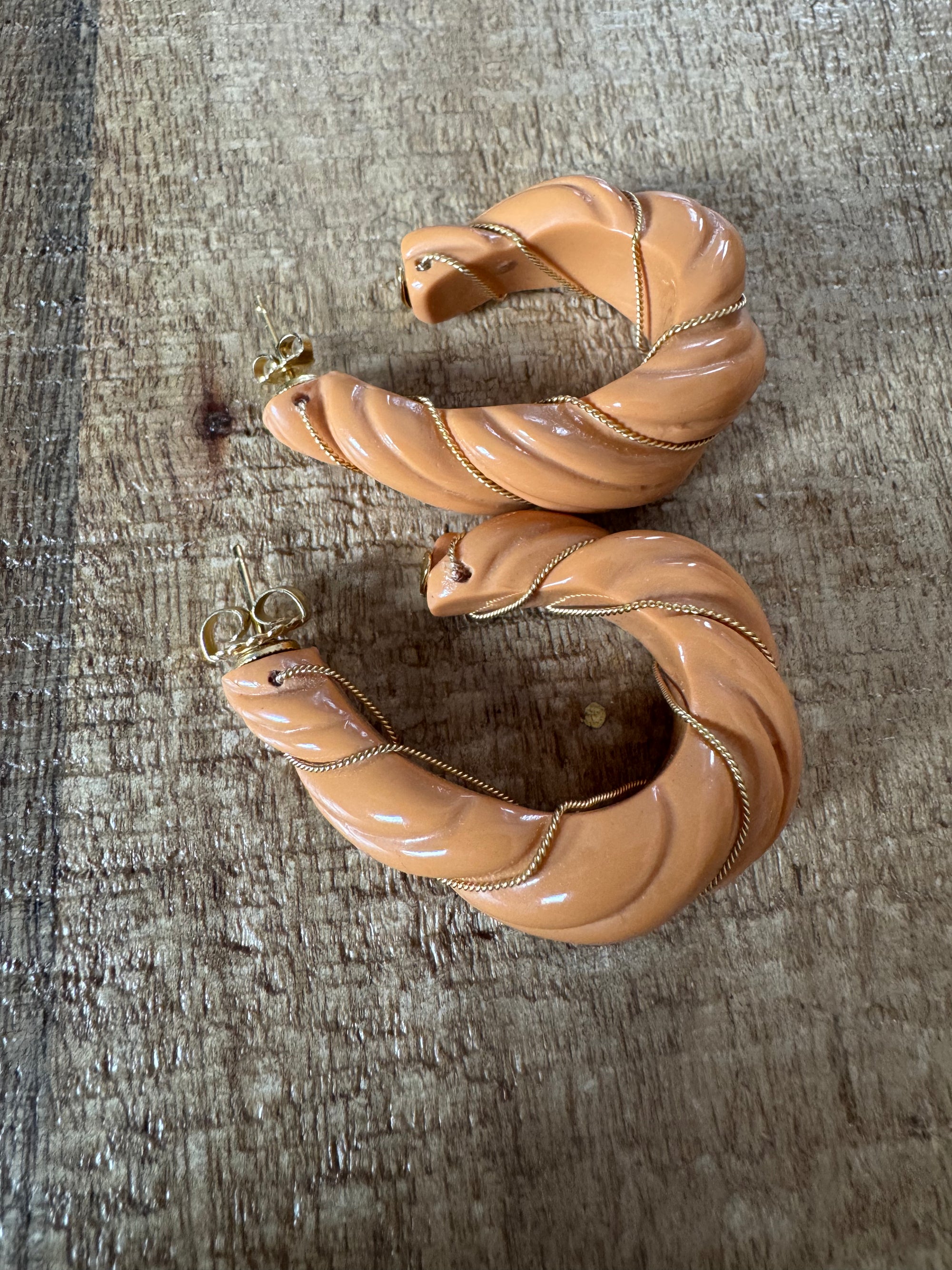 GAS BIJOUX - Boucles d'oreilles MELTE en acétate caramel PIECE UNIQUE