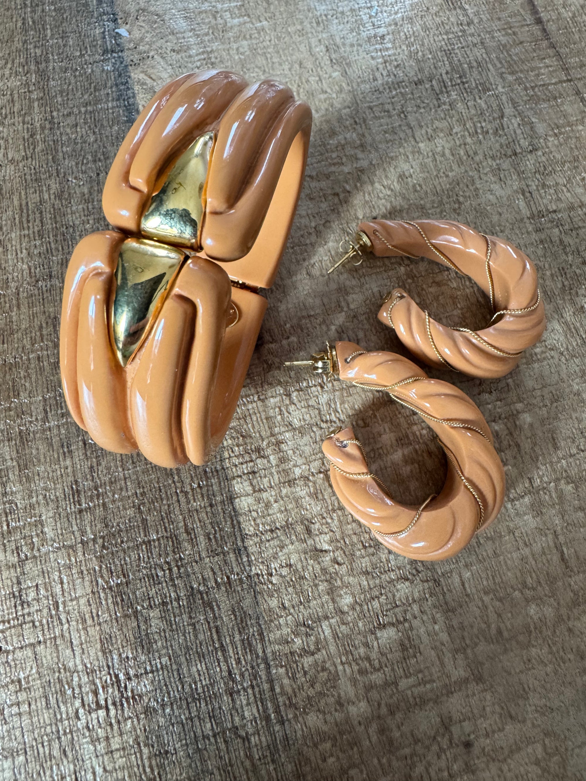 GAS BIJOUX - Boucles d'oreilles MELTE en acétate caramel PIECE UNIQUE