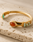 GAS BIJOUX - BRACELET SAINT GERMAIN DORÉE - AMAZONITE ET CORNALINE