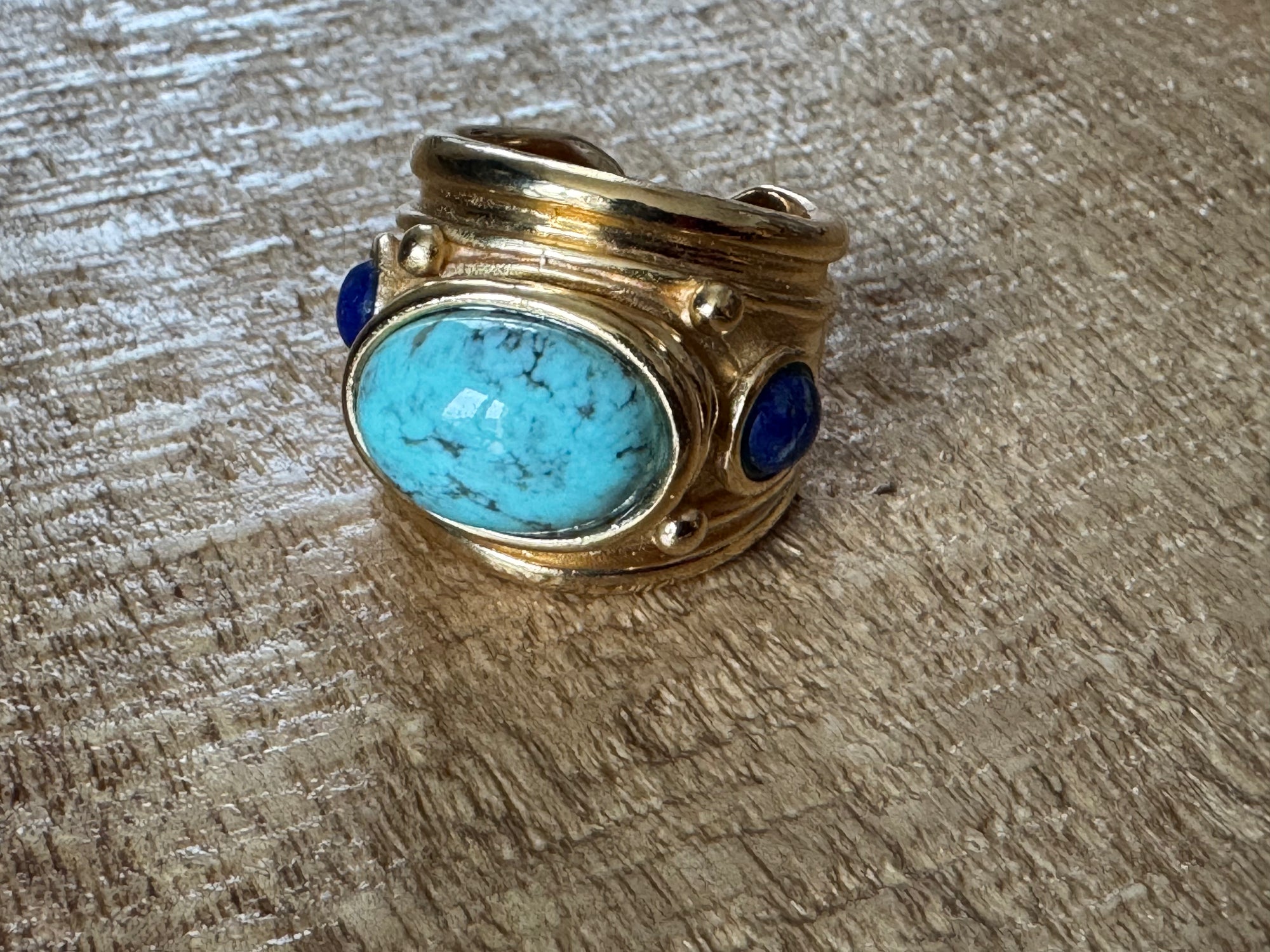 GAS BIJOUX - Bague SIMONE turquoise et lapis lazulii - Taille 2