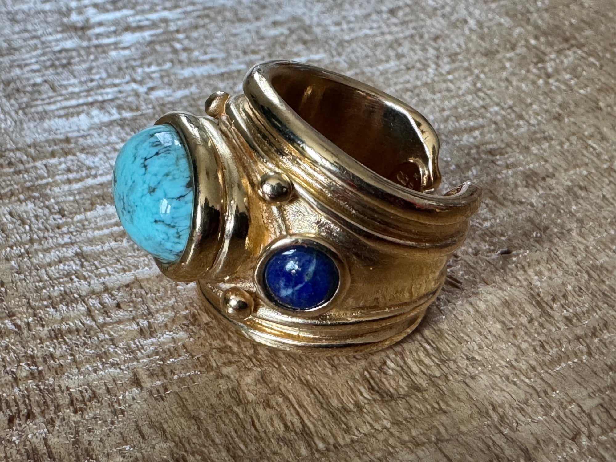 GAS BIJOUX - Bague SIMONE turquoise et lapis lazulii - Taille 2