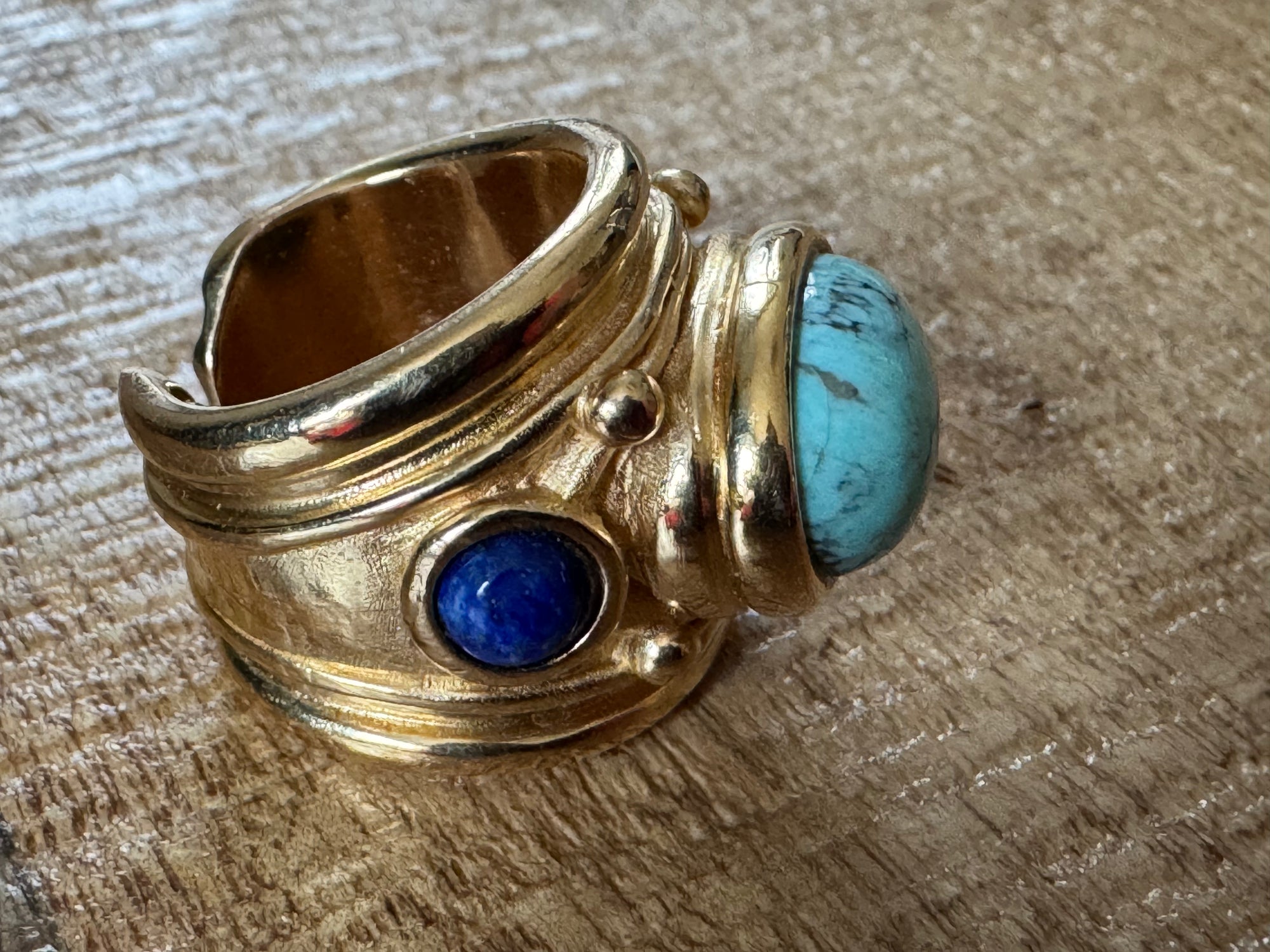GAS BIJOUX - Bague SIMONE turquoise et lapis lazulii - Taille 2