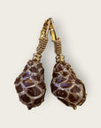 GAS BIJOUX - Boucles d’oreilles TAO BIWA émail marron dorées à l’or fin