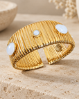 GAS BIJOUX - BRACELET STARLETTE GRAND MODELE DORÉ - NACRE BLANCHE