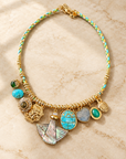GAS BIJOUX - COLLIER BELLAGIO MÉTAL DORÉ - CORDON DORÉ, TURQUOISE ET ANIS