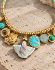 GAS BIJOUX - COLLIER BELLAGIO MÉTAL DORÉ - CORDON DORÉ, TURQUOISE ET ANIS