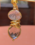 GAS BIJOUX - Boucles d'oreilles SIRENA 2.0 dorées à l'or fin - Quartz rose et quartz fumé