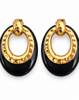 GAS BIJOUX - BOUCLES D'OREILLES SELVA GRAND MODELE DORÉ - ACETATE NOIR - CLIPS