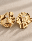 GAS BIJOUX - BOUCLES D'OREILLE PENSEE CLIPS - EMAIL JAUNE ET CRISTAUX MAUVE