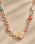 GAS BIJOUX - SAUTOIR RAINBOW DORÉ - QUARTZ, CITRINE, CORNALINE, AMAZONITE ET VESSONITE