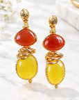 GAS BIJOUX - BOUCLES D'OREILLES SIRENA 2.0 DORÉES - CORNALINE ET CITRINE