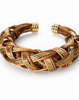 GAS BIJOUX - BRACELET JONC FILEO DORÉ ET CUIR NATUREL - AJUSTABLE