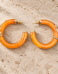 GAS BIJOUX - BOUCLES D'OREILLES CREOLES COBRA PETITE MODELE - ACÉTATE ORANGÉ
