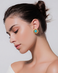 GAS BIJOUX - BOUCLES D'OREILLES ATIKA BIS DORÉES - TURQUOISE