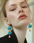 GAS BIJOUX - BOUCLES D'OREILLES SILENE PETIT MODELE DORÉES - TURQUOISE