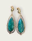 GAS BIJOUX - Boucles d’oreilles SERTI CAGE grand modèle dorées à l’or fin - Agate verte