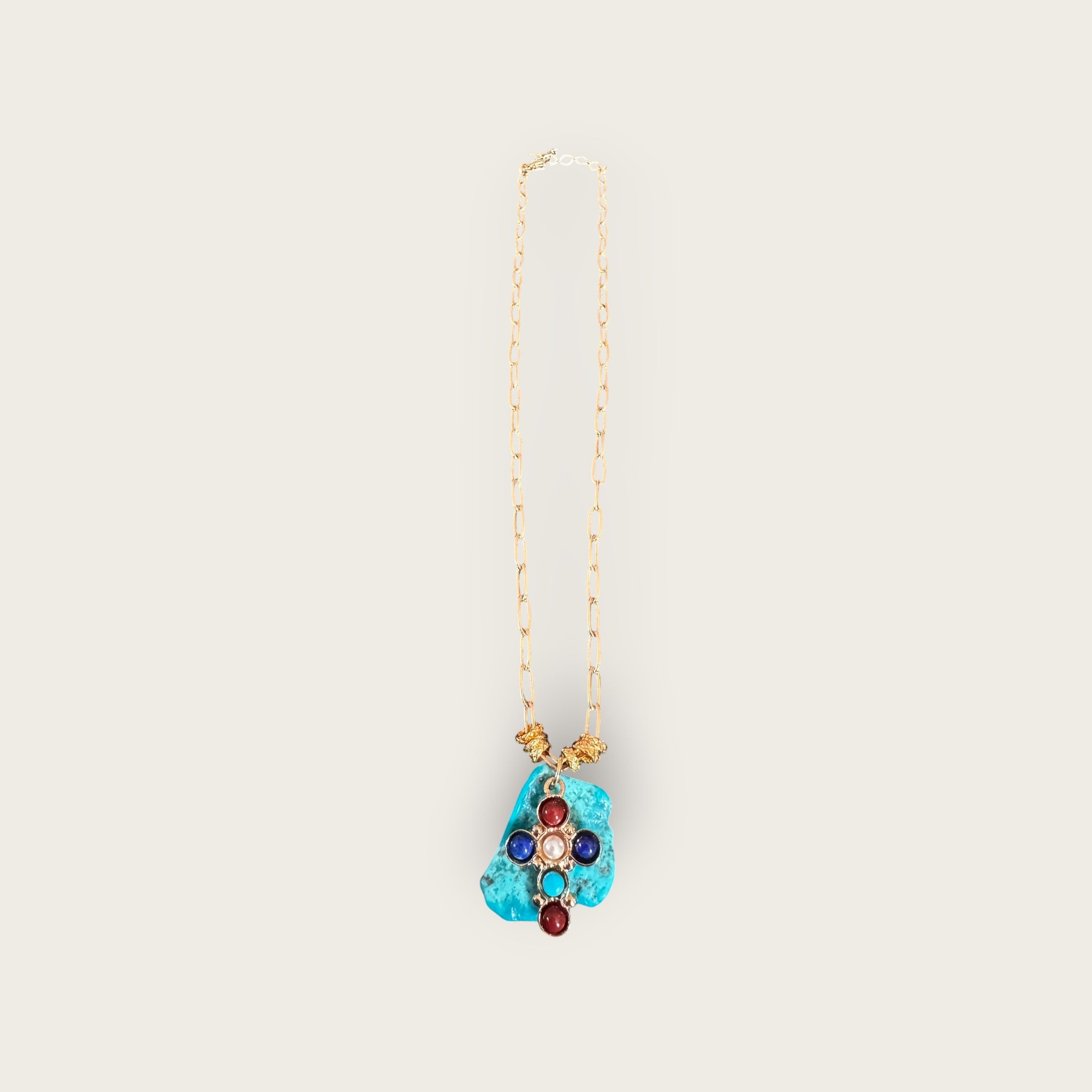 GAS BIJOUX - Collier BELLAVITA - Pierre de turquoise avec croix CRUZITA - Pièce unique