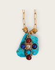 GAS BIJOUX - Collier BELLAVITA - Pierre de turquoise avec croix CRUZITA - Pièce unique