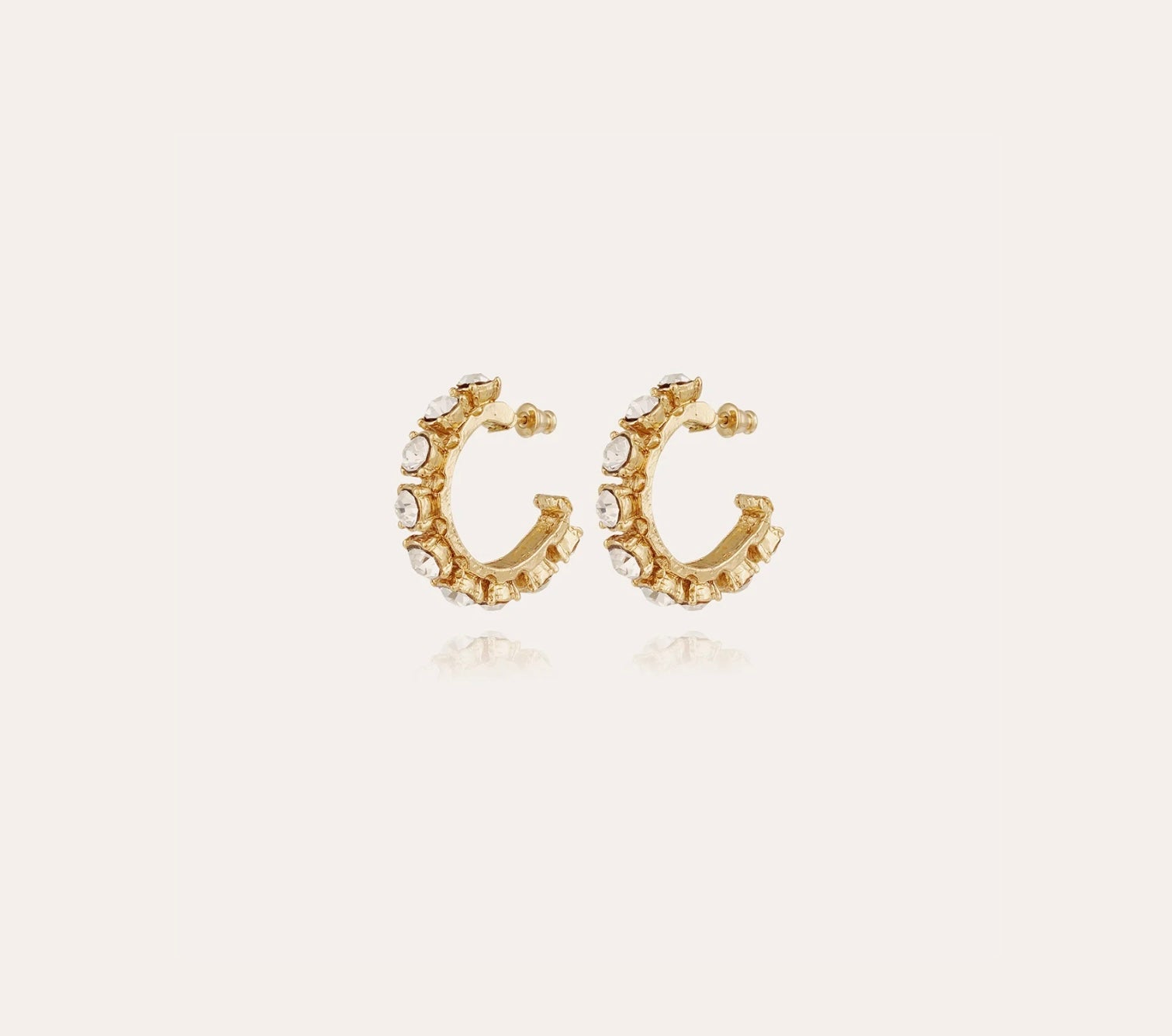 GAS BIJOUX - Boucles d’oreilles Parélie dorées à l’or fin - Strass blancs