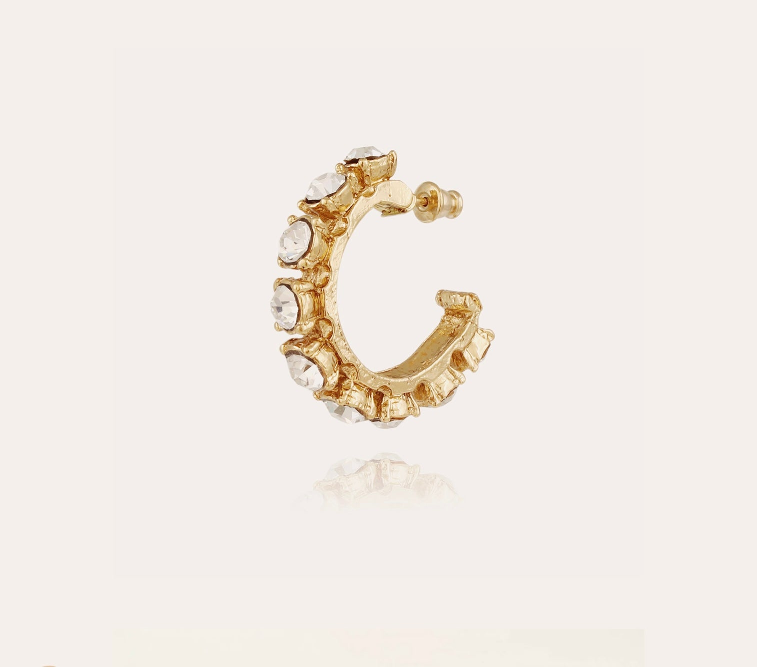GAS BIJOUX - Boucles d’oreilles Parélie dorées à l’or fin - Strass blancs